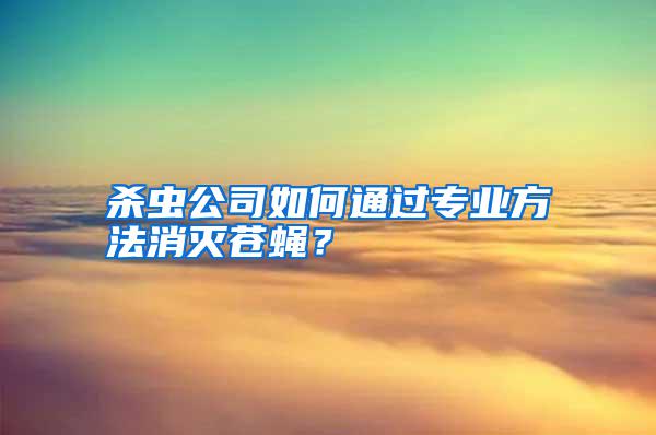 殺蟲公司如何通過專業方法消滅蒼蠅？